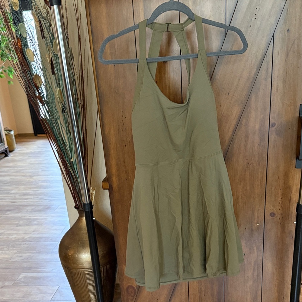 HALARA Olive Green Halter Dress